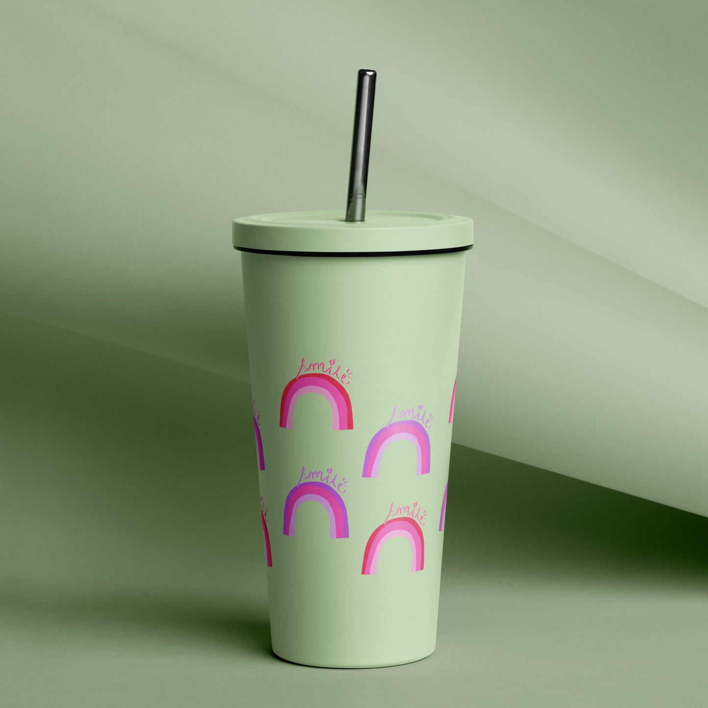 Rainbow 4 Me Insulated tumbler with a straw