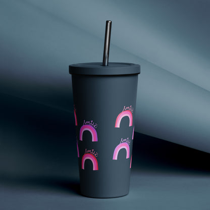 Rainbow 4 Me Insulated tumbler with a straw