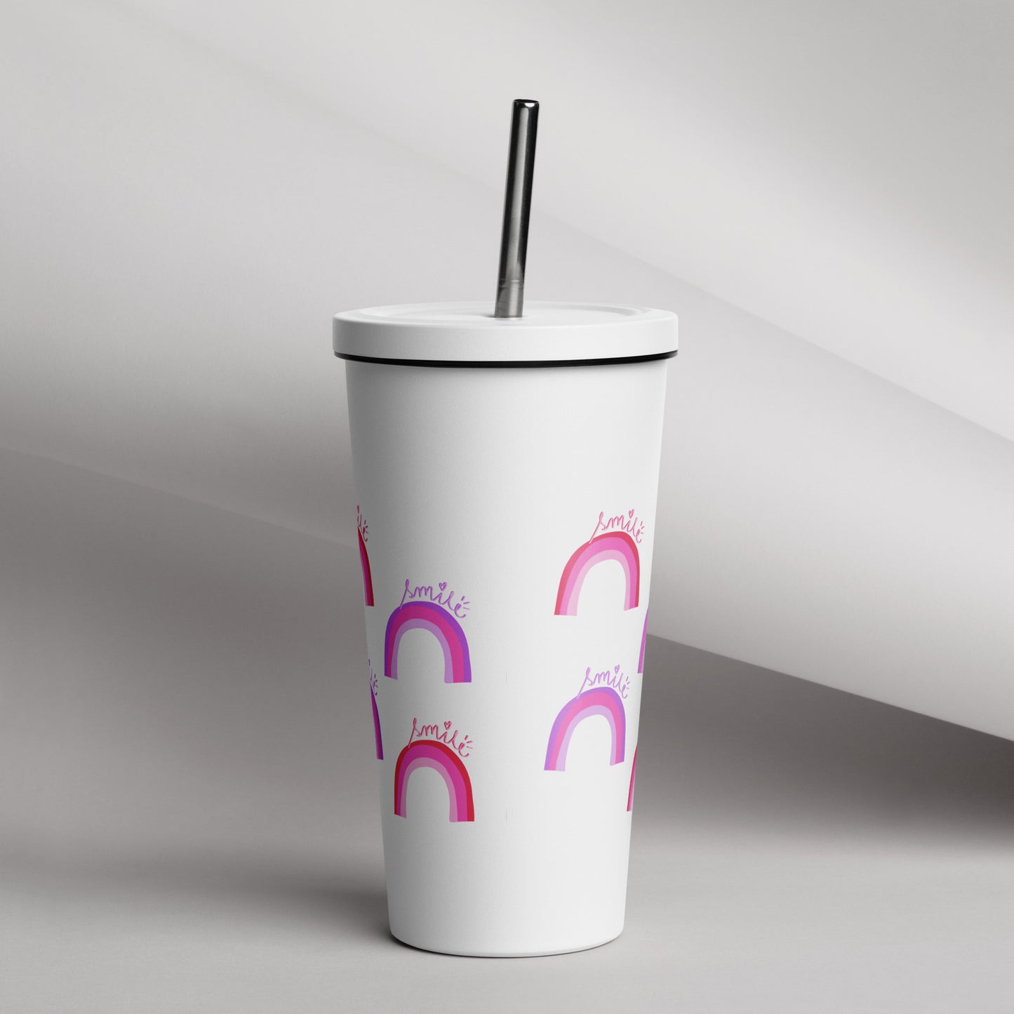 Rainbow 4 Me Insulated tumbler with a straw