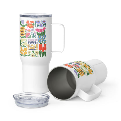 Flower Travel mug with a handle