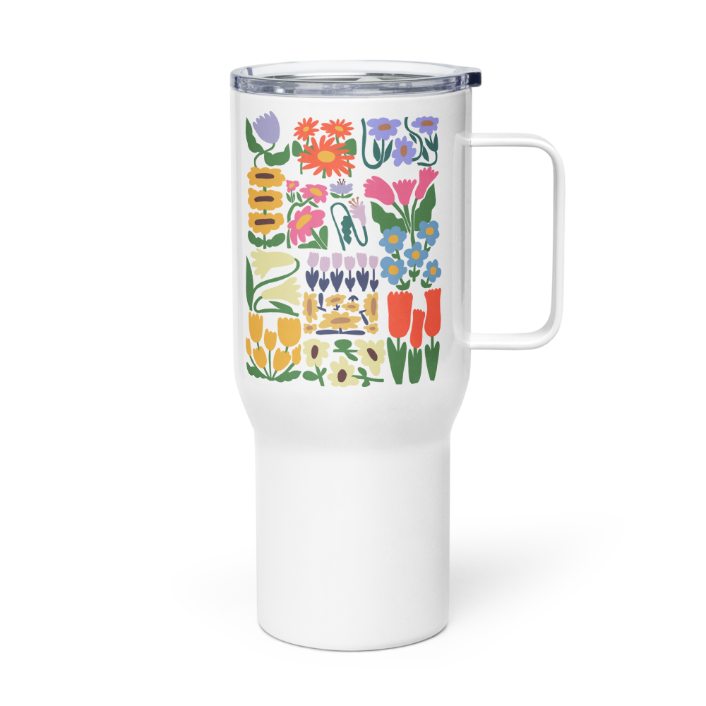 Flower Travel mug with a handle