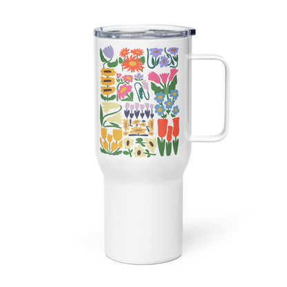 Flower Travel mug with a handle