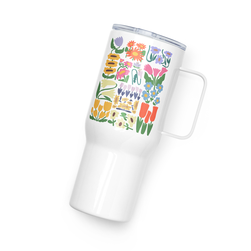 Flower Travel mug with a handle