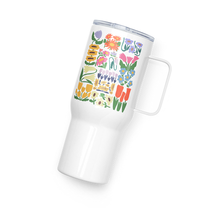 Flower Travel mug with a handle