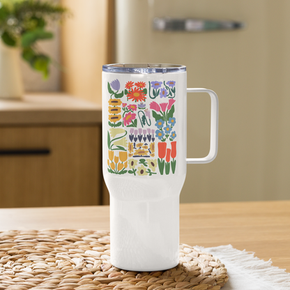 Flower Travel mug with a handle