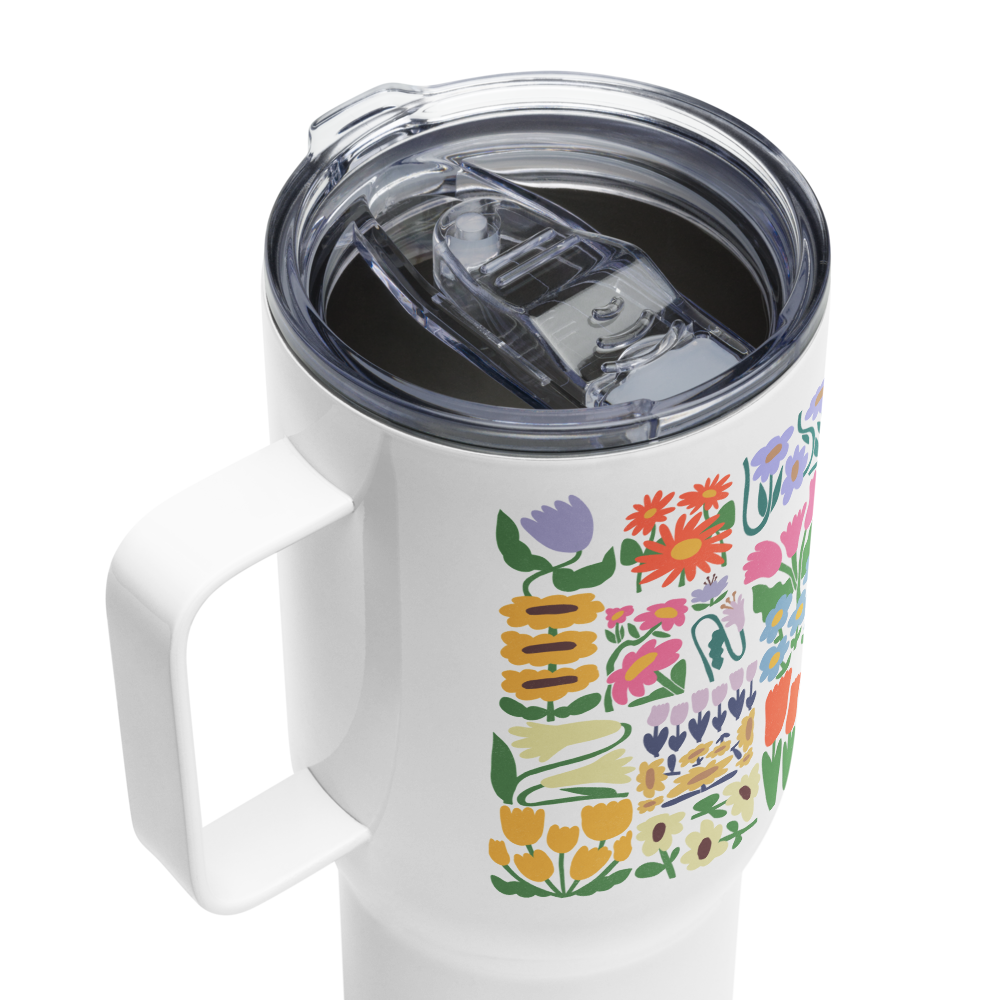 Flower Travel mug with a handle